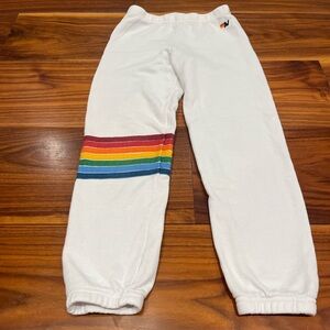 Kids size 12 Aviator Nation white 7 stripe sweatpants